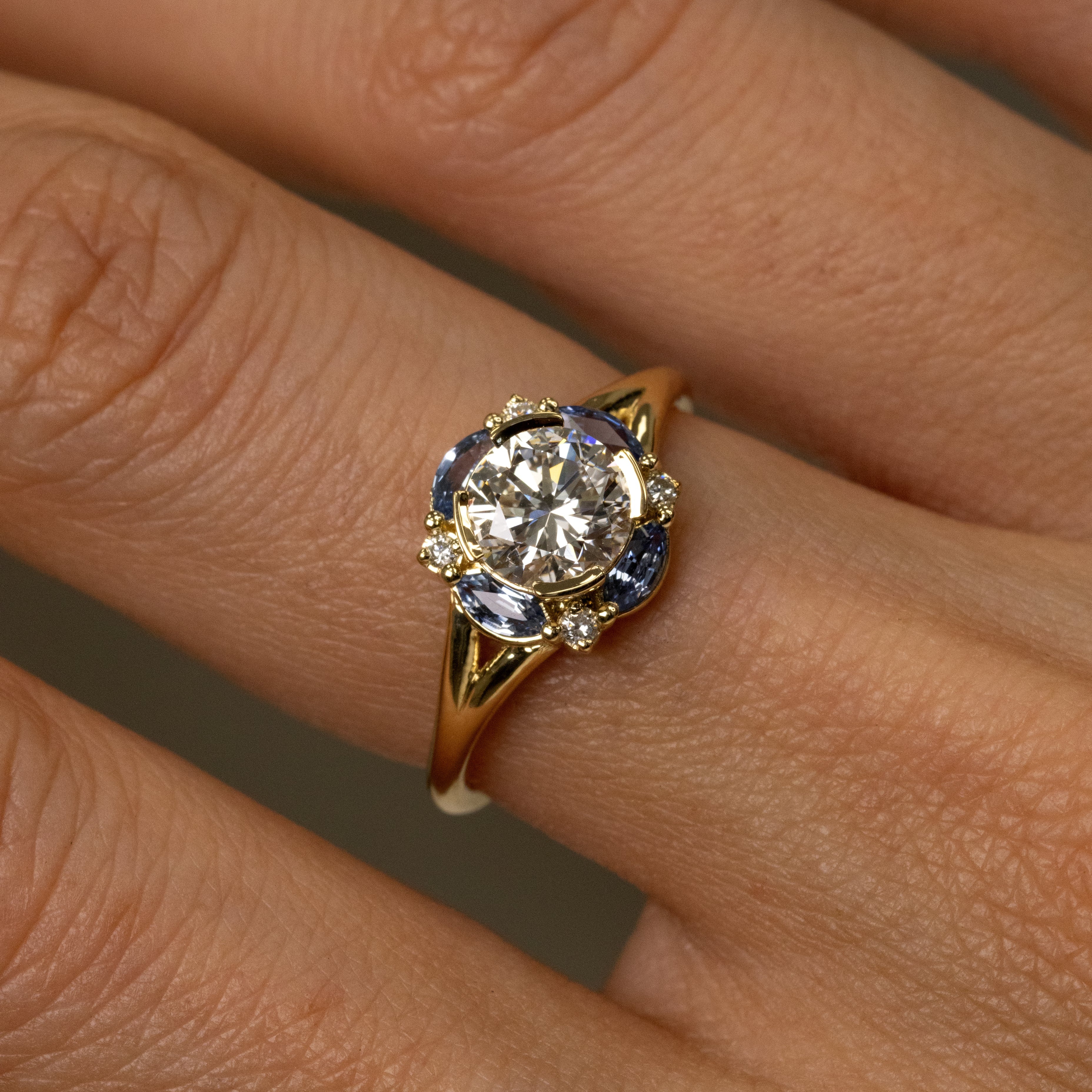 Ice Blue Petal Crown Ring