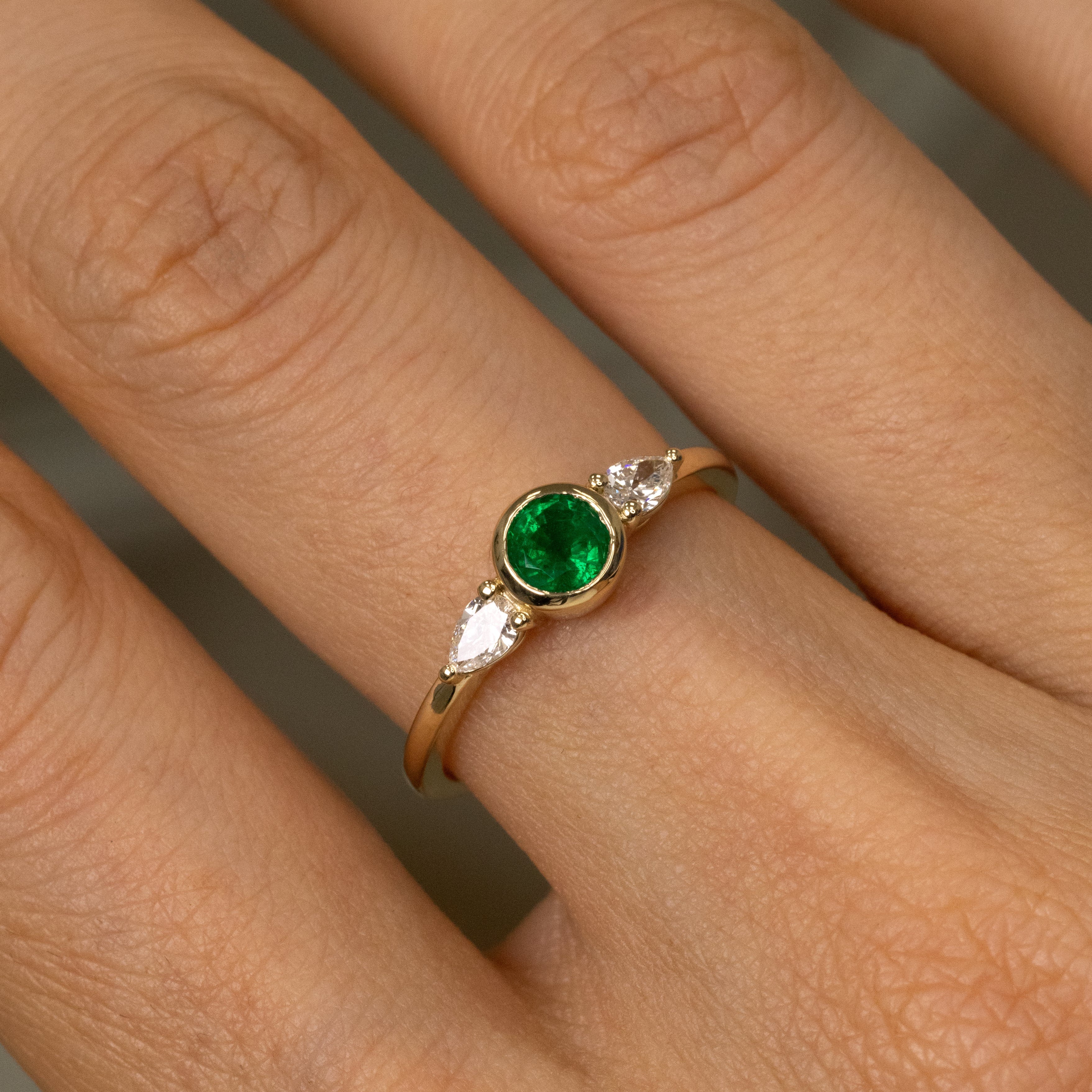 Emerald and Diamond Bezel Ring for Chen