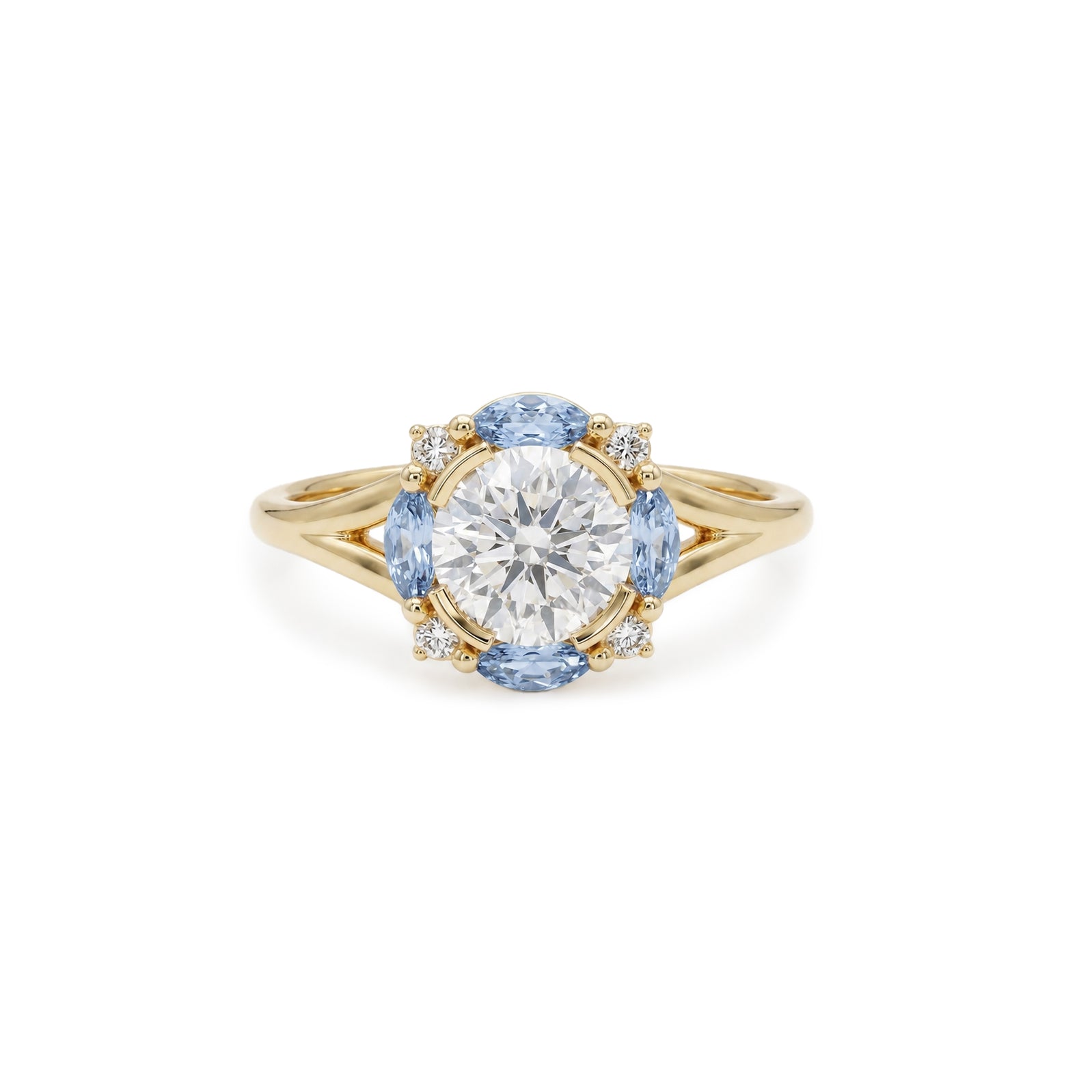 Ice Blue Petal Crown Ring