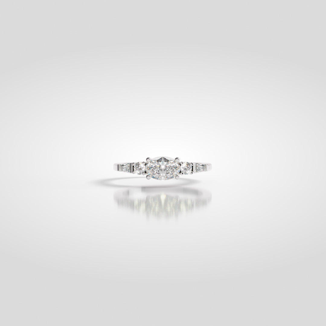 Oval Diamond & Tapered Baguette Ring for Gal