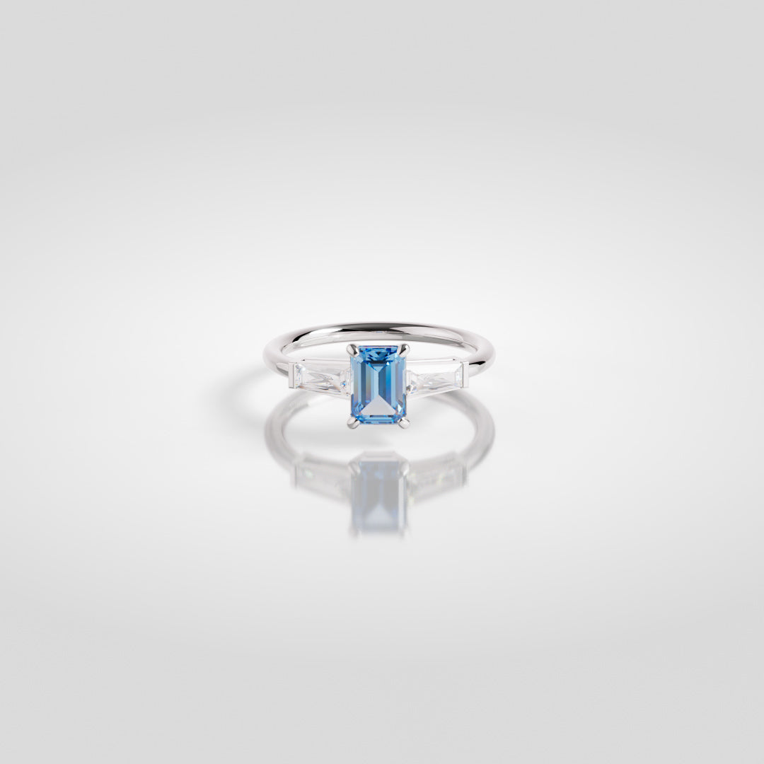 Aquamarine & Tapered Baguette Diamond Ring for Dana