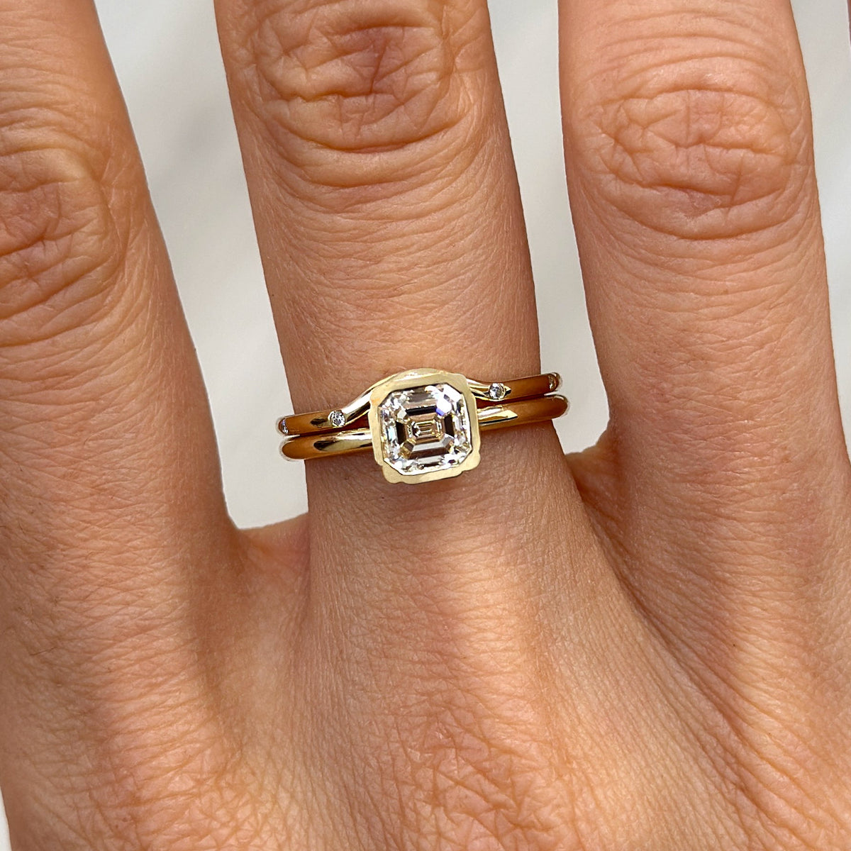 1ct Asscher-Cut Diamond Bezel Ring for Chen