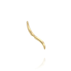 A single solid 14k gold earring featuring a sleek and curved design with a polished finish. The minimalist and elegant earring is crafted to follow the natural contour of the ear. 